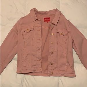 guess pink denim jacket